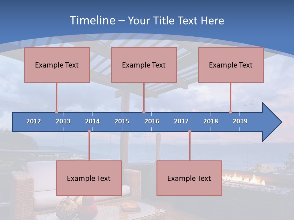 A Wooden Deck With A Fire Pit On It PowerPoint Template