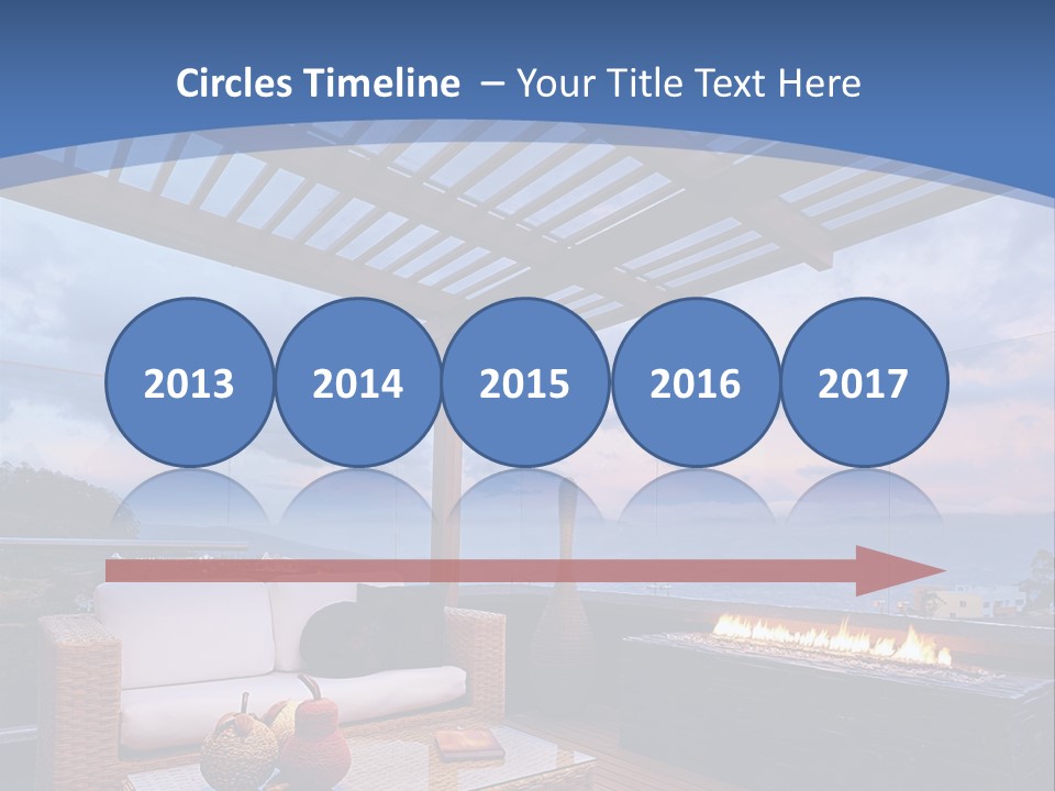 A Wooden Deck With A Fire Pit On It PowerPoint Template