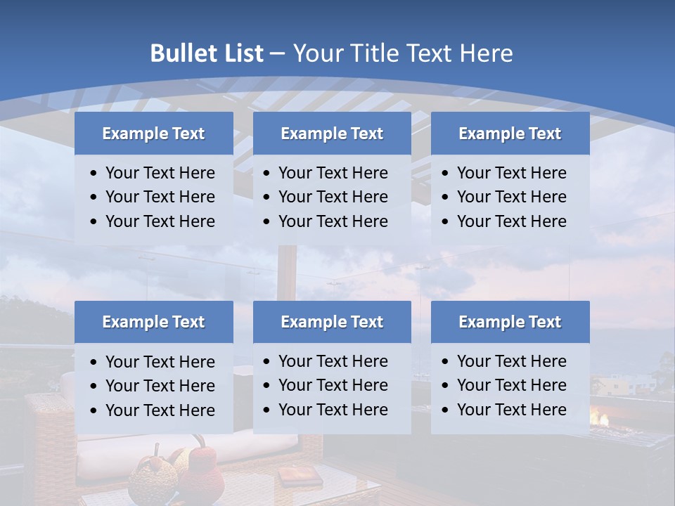 A Wooden Deck With A Fire Pit On It PowerPoint Template