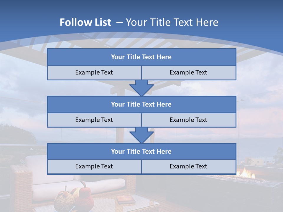 A Wooden Deck With A Fire Pit On It PowerPoint Template