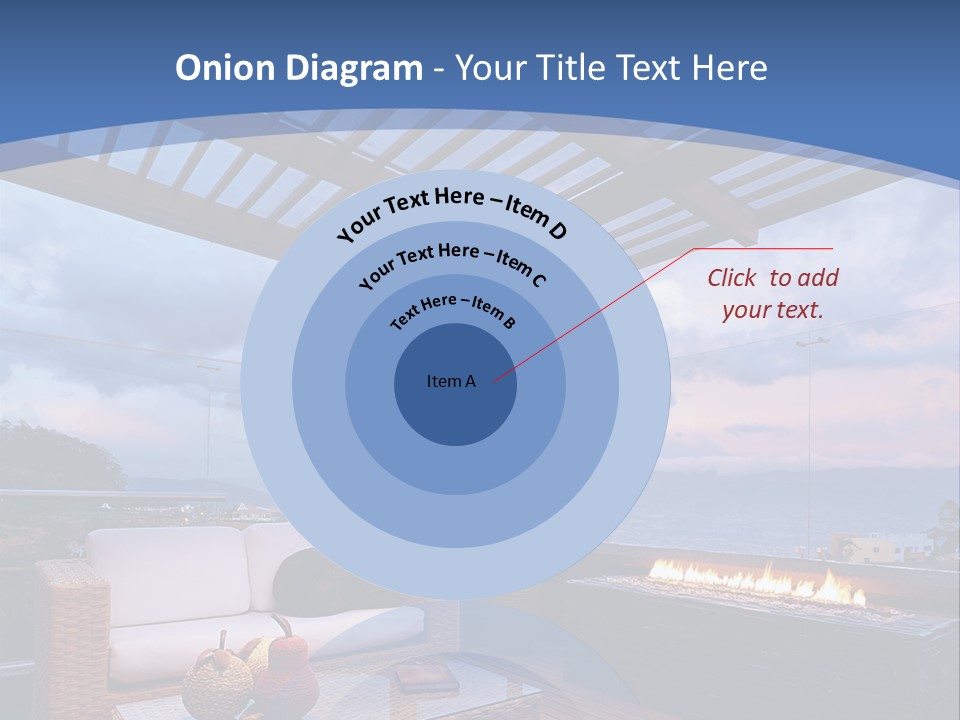 A Wooden Deck With A Fire Pit On It PowerPoint Template