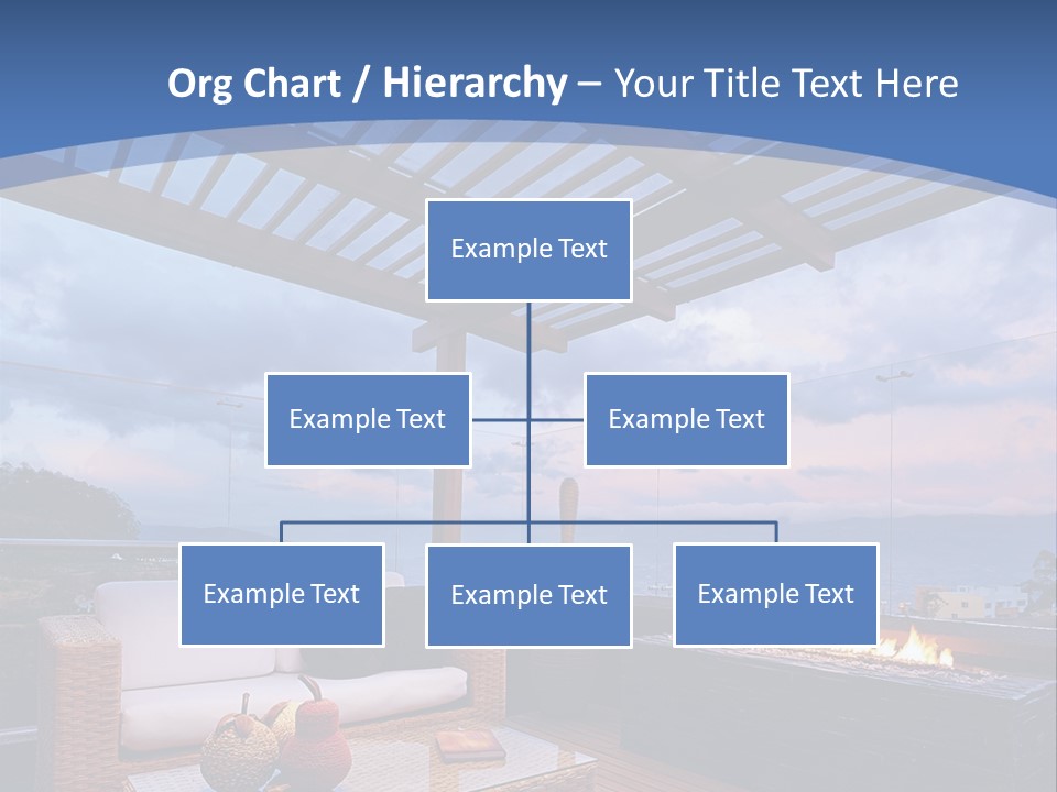 A Wooden Deck With A Fire Pit On It PowerPoint Template