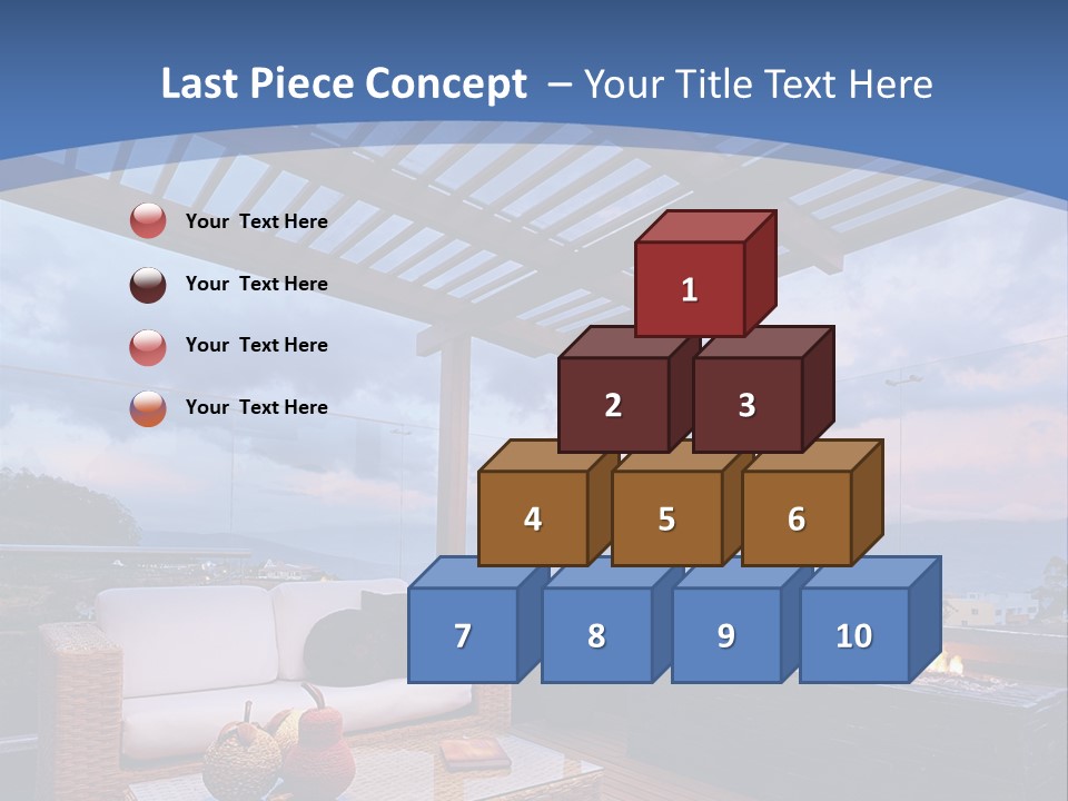 A Wooden Deck With A Fire Pit On It PowerPoint Template