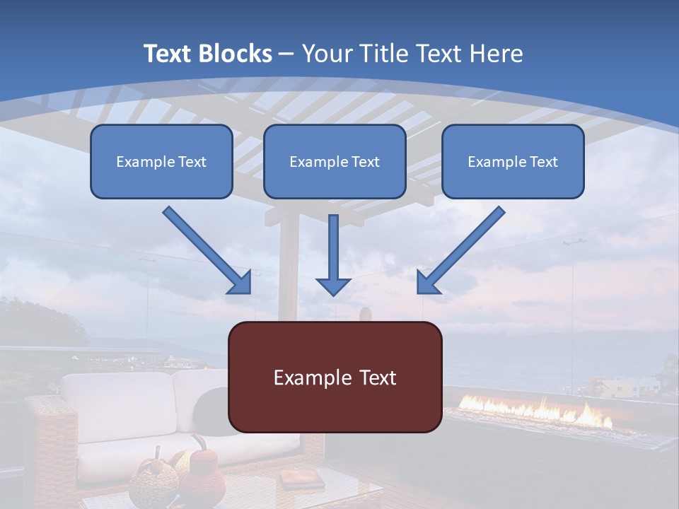 A Wooden Deck With A Fire Pit On It PowerPoint Template