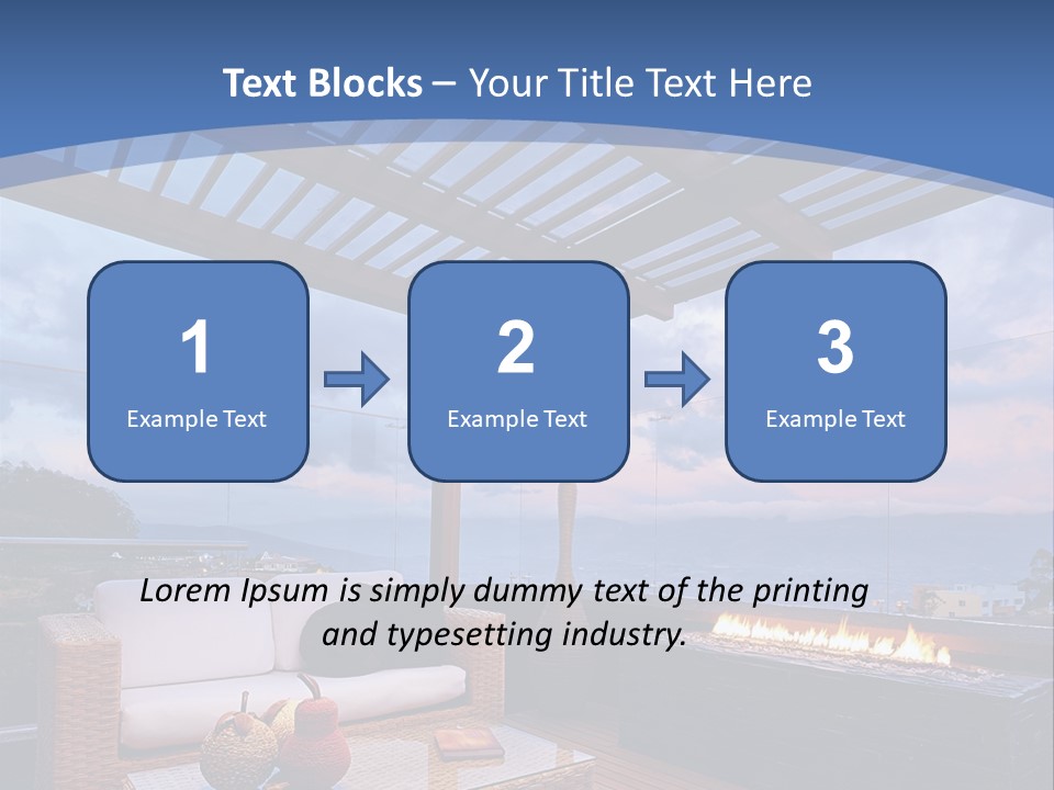 A Wooden Deck With A Fire Pit On It PowerPoint Template
