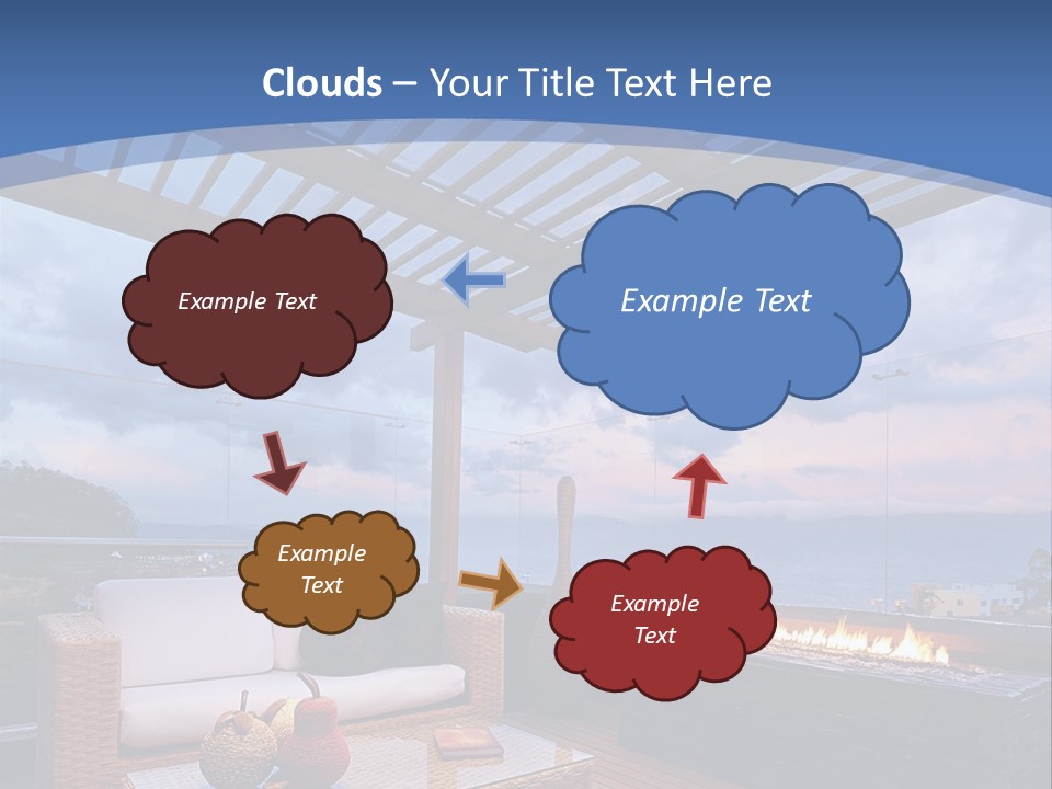 A Wooden Deck With A Fire Pit On It PowerPoint Template