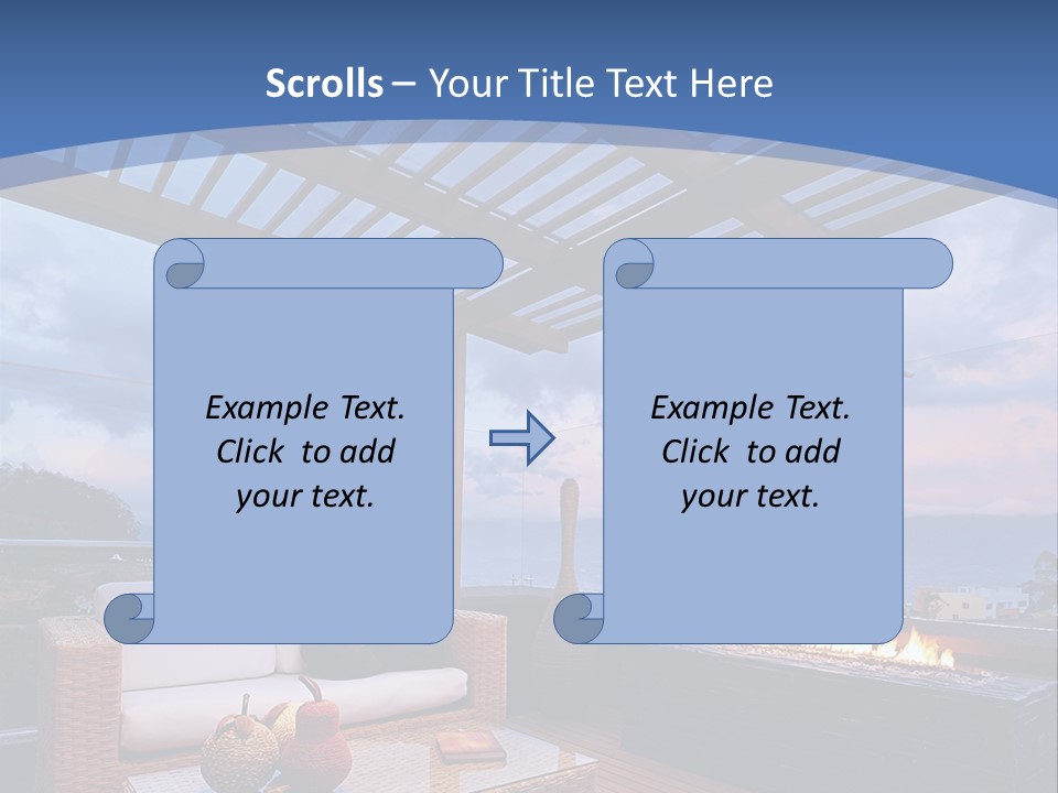 A Wooden Deck With A Fire Pit On It PowerPoint Template