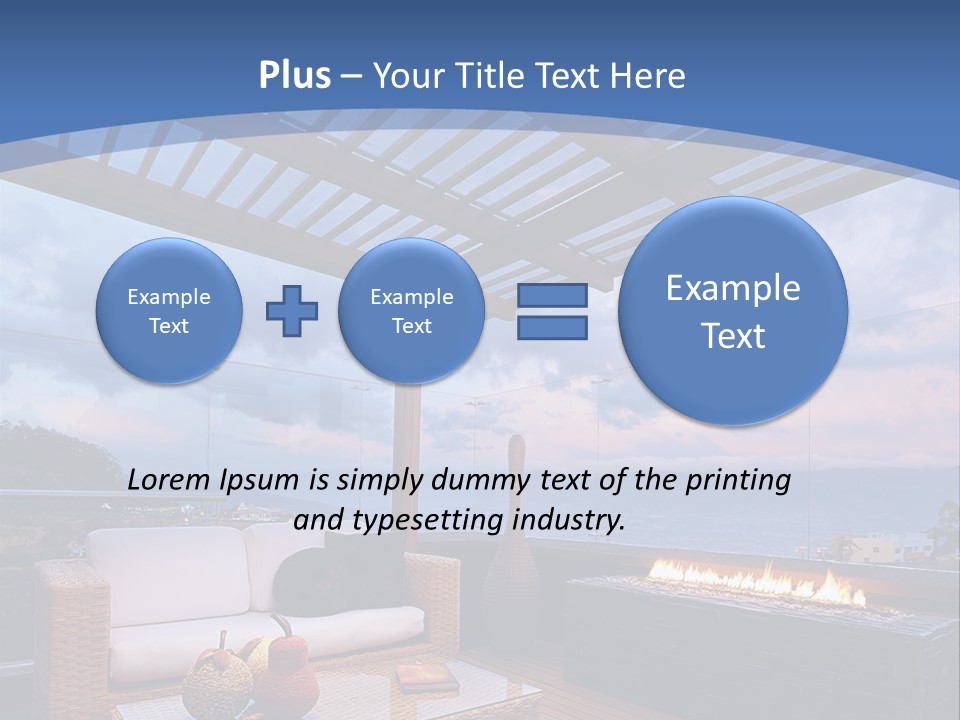 A Wooden Deck With A Fire Pit On It PowerPoint Template