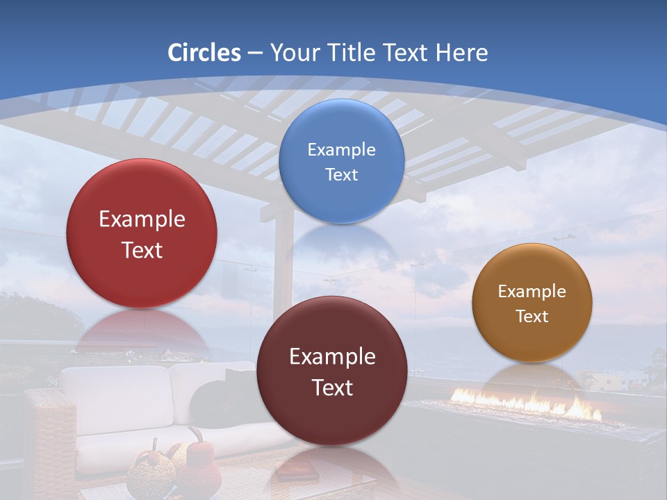 A Wooden Deck With A Fire Pit On It PowerPoint Template