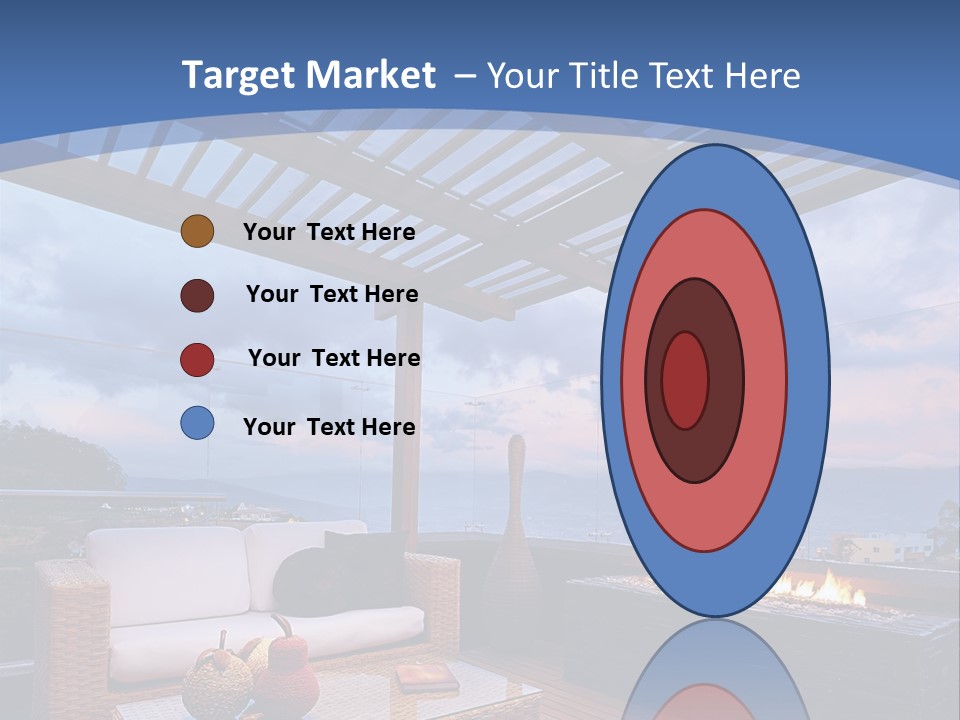 A Wooden Deck With A Fire Pit On It PowerPoint Template