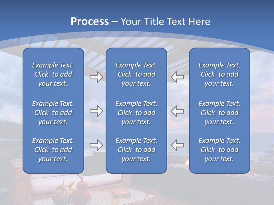 A Wooden Deck With A Fire Pit On It PowerPoint Template