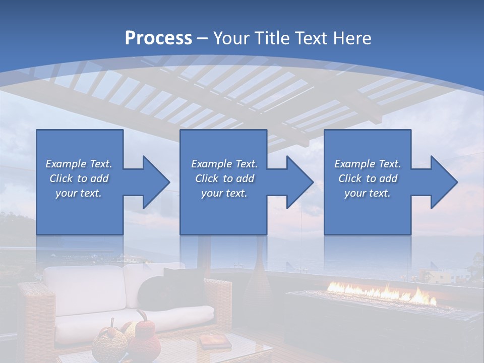 A Wooden Deck With A Fire Pit On It PowerPoint Template