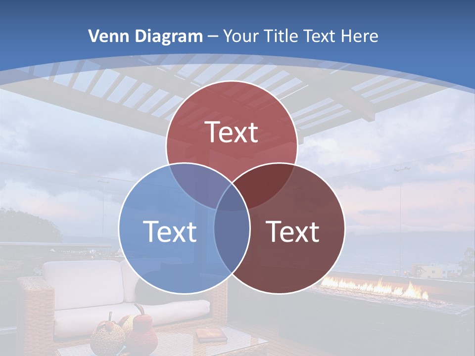 A Wooden Deck With A Fire Pit On It PowerPoint Template