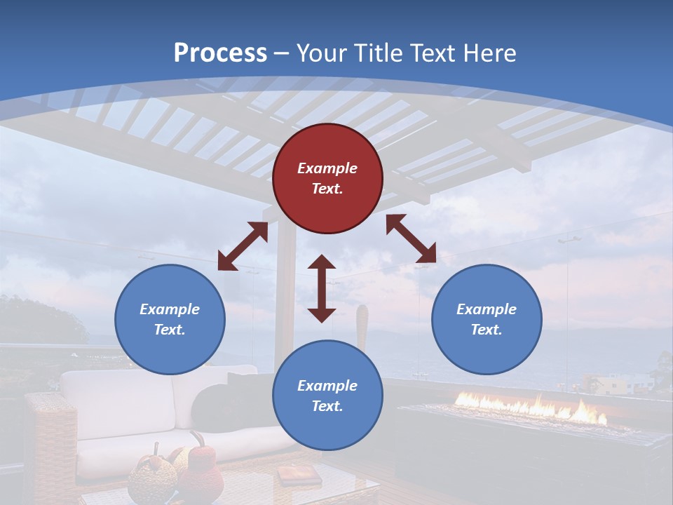A Wooden Deck With A Fire Pit On It PowerPoint Template