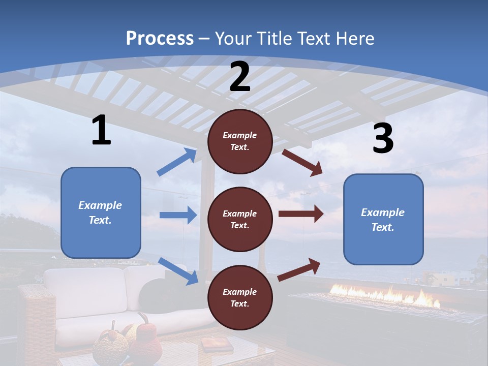 A Wooden Deck With A Fire Pit On It PowerPoint Template