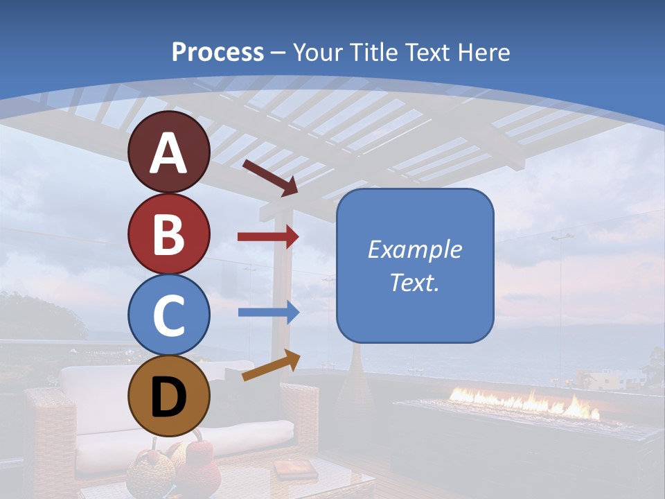 A Wooden Deck With A Fire Pit On It PowerPoint Template