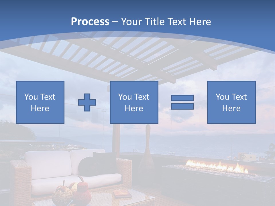 A Wooden Deck With A Fire Pit On It PowerPoint Template