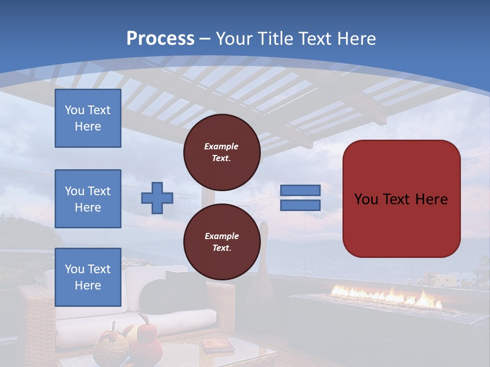 A Wooden Deck With A Fire Pit On It PowerPoint Template