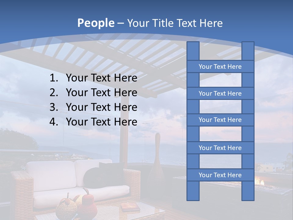 A Wooden Deck With A Fire Pit On It PowerPoint Template
