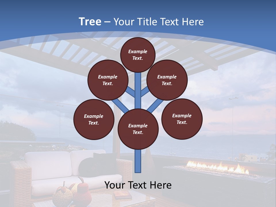 A Wooden Deck With A Fire Pit On It PowerPoint Template