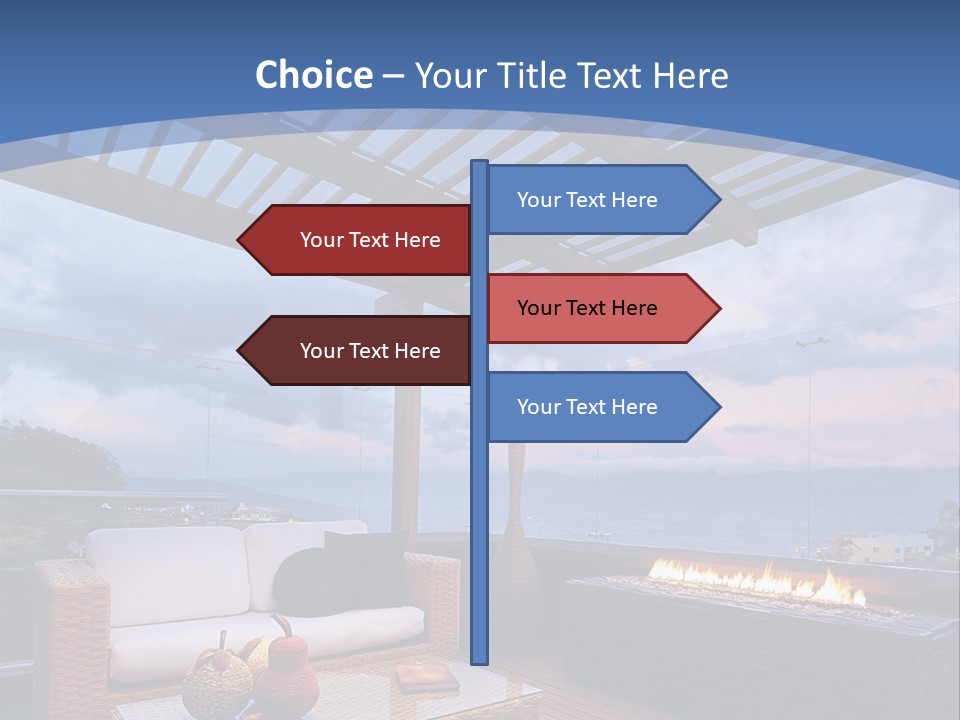 A Wooden Deck With A Fire Pit On It PowerPoint Template