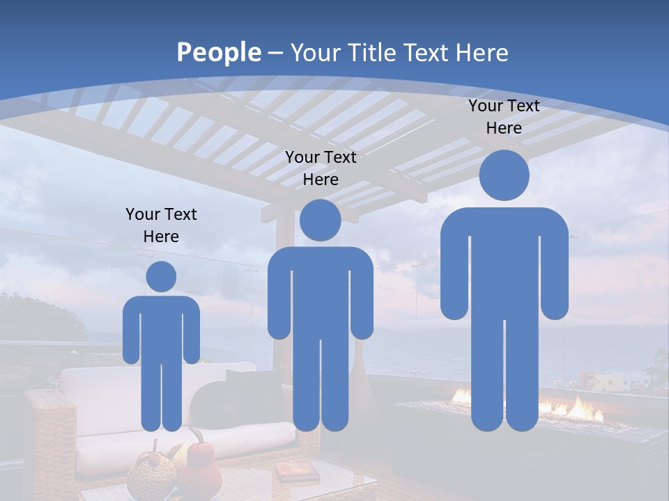 A Wooden Deck With A Fire Pit On It PowerPoint Template