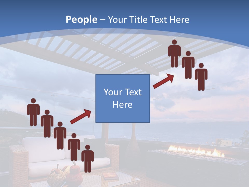 A Wooden Deck With A Fire Pit On It PowerPoint Template