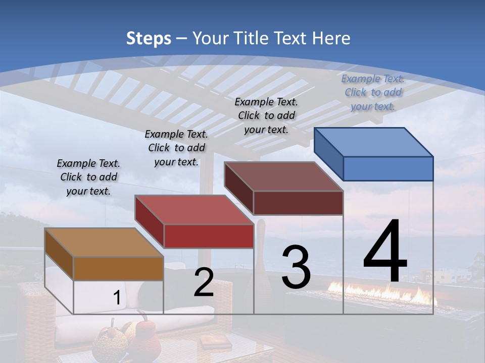 A Wooden Deck With A Fire Pit On It PowerPoint Template