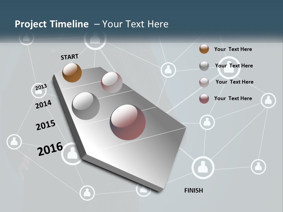 A Woman In A Business Suit Holding Her Hand Out To A Network Of People PowerPoint Template