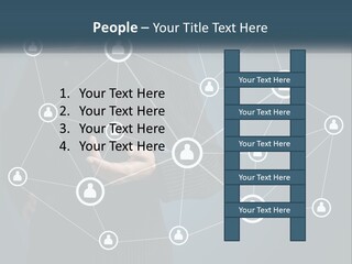 A Woman In A Business Suit Holding Her Hand Out To A Network Of People PowerPoint Template