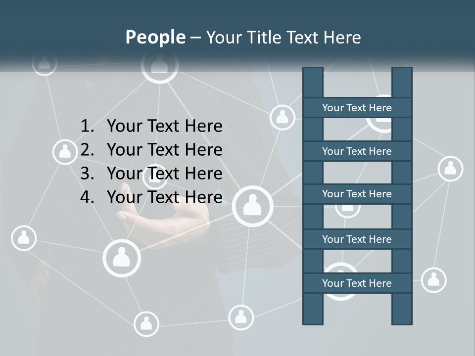 A Woman In A Business Suit Holding Her Hand Out To A Network Of People PowerPoint Template
