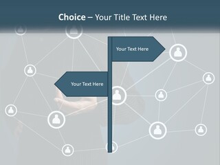 A Woman In A Business Suit Holding Her Hand Out To A Network Of People PowerPoint Template