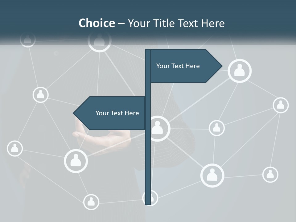 A Woman In A Business Suit Holding Her Hand Out To A Network Of People PowerPoint Template