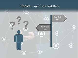 A Woman In A Business Suit Holding Her Hand Out To A Network Of People PowerPoint Template
