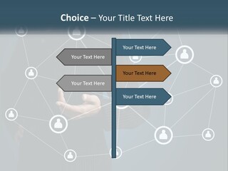 A Woman In A Business Suit Holding Her Hand Out To A Network Of People PowerPoint Template