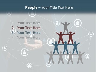 A Woman In A Business Suit Holding Her Hand Out To A Network Of People PowerPoint Template