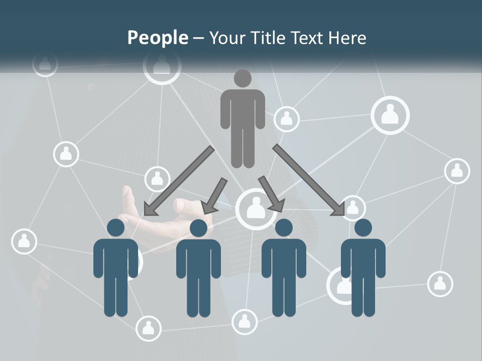 A Woman In A Business Suit Holding Her Hand Out To A Network Of People PowerPoint Template