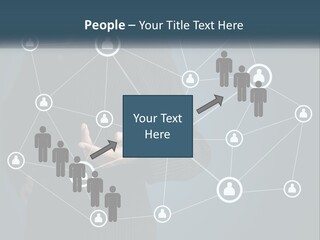A Woman In A Business Suit Holding Her Hand Out To A Network Of People PowerPoint Template