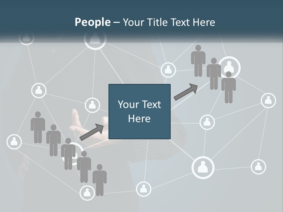 A Woman In A Business Suit Holding Her Hand Out To A Network Of People PowerPoint Template