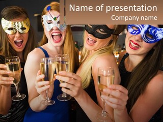 A Group Of Women Holding Glasses Of Champagne PowerPoint Template