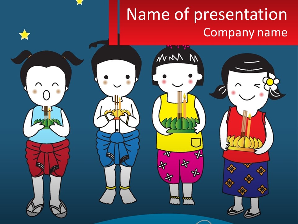 A Group Of Children Standing Next To Each Other PowerPoint Template