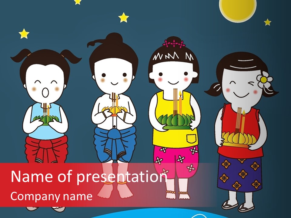 A Group Of Children Standing Next To Each Other PowerPoint Template