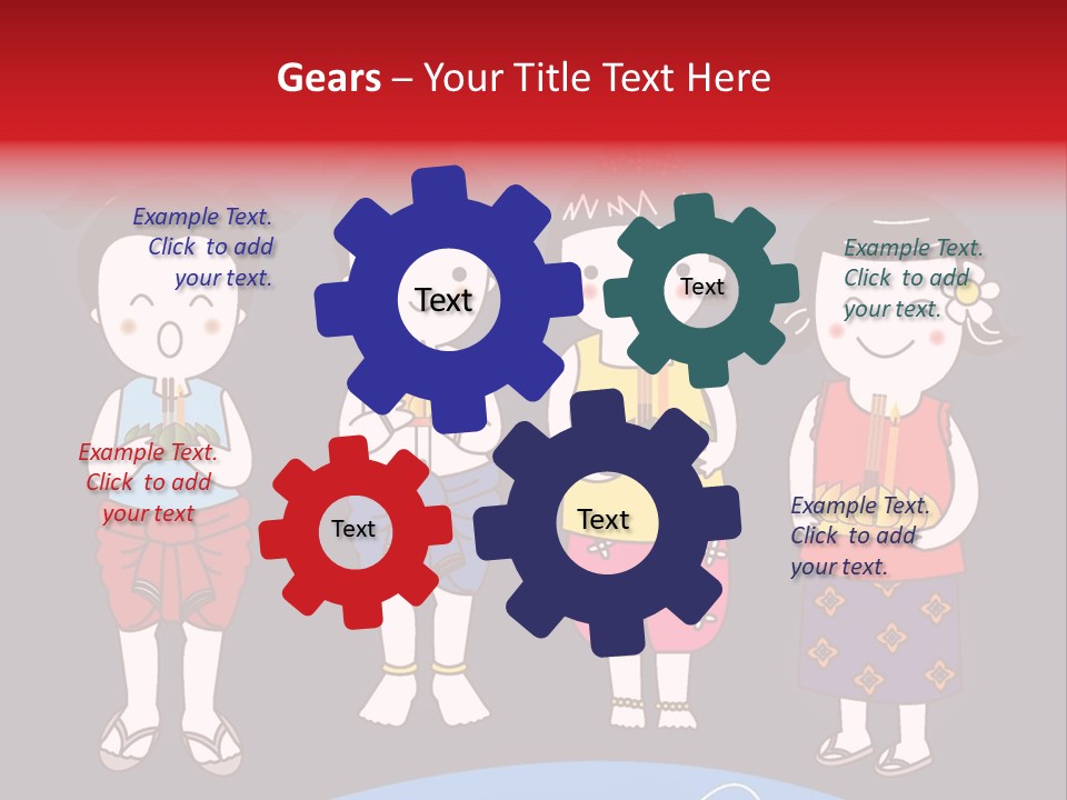 A Group Of Children Standing Next To Each Other PowerPoint Template