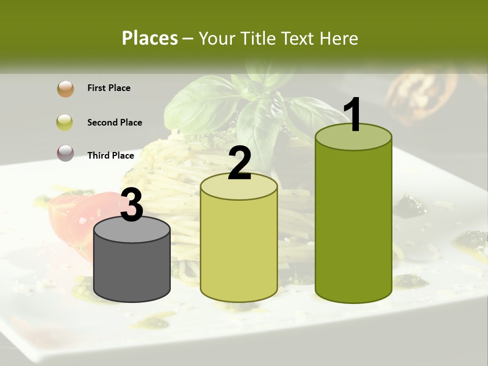 A Plate Of Spaghetti With Pesto On Top PowerPoint Template