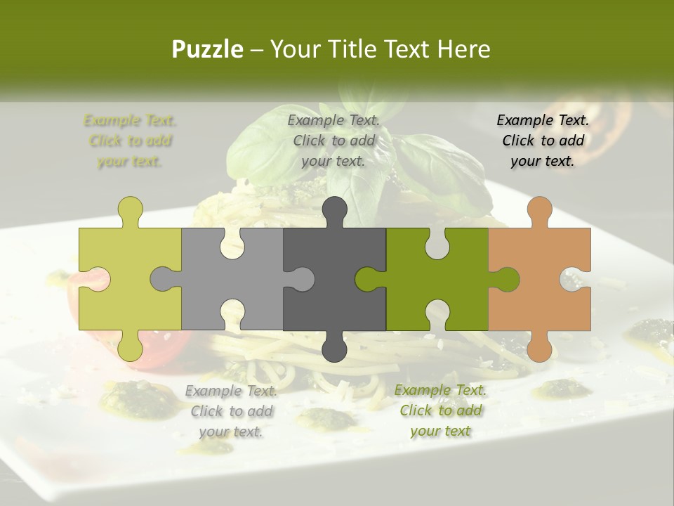 A Plate Of Spaghetti With Pesto On Top PowerPoint Template