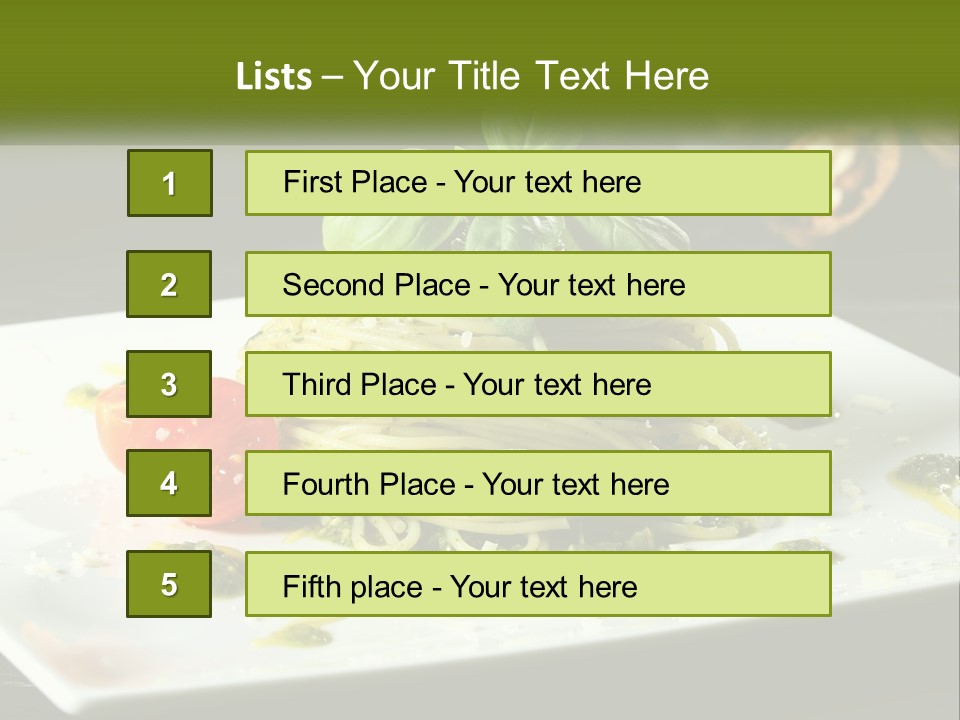 A Plate Of Spaghetti With Pesto On Top PowerPoint Template