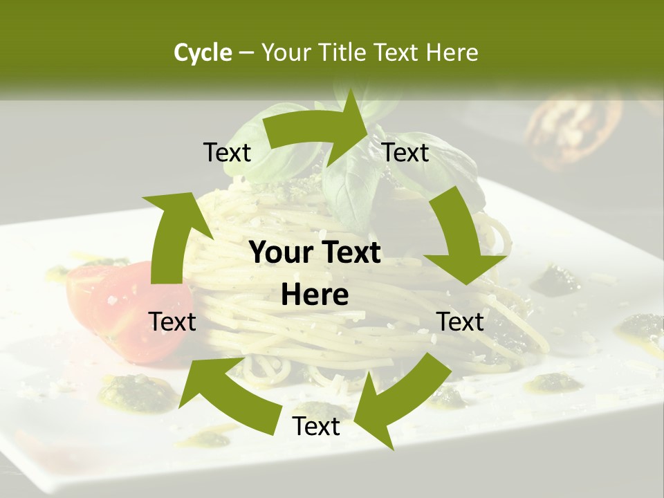A Plate Of Spaghetti With Pesto On Top PowerPoint Template