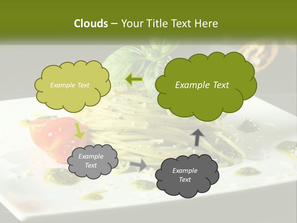 A Plate Of Spaghetti With Pesto On Top PowerPoint Template
