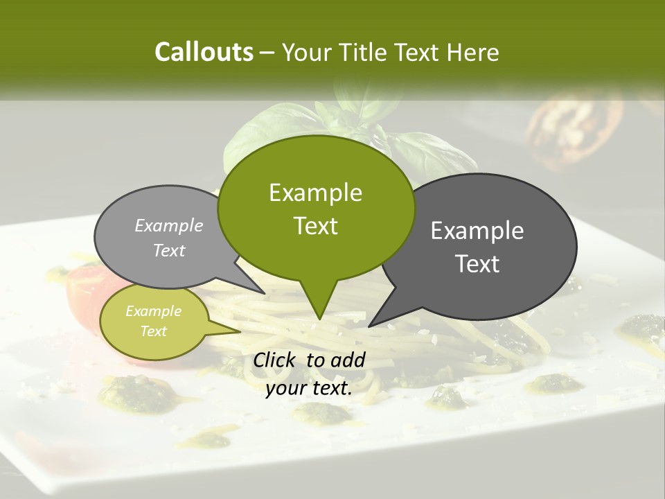 A Plate Of Spaghetti With Pesto On Top PowerPoint Template