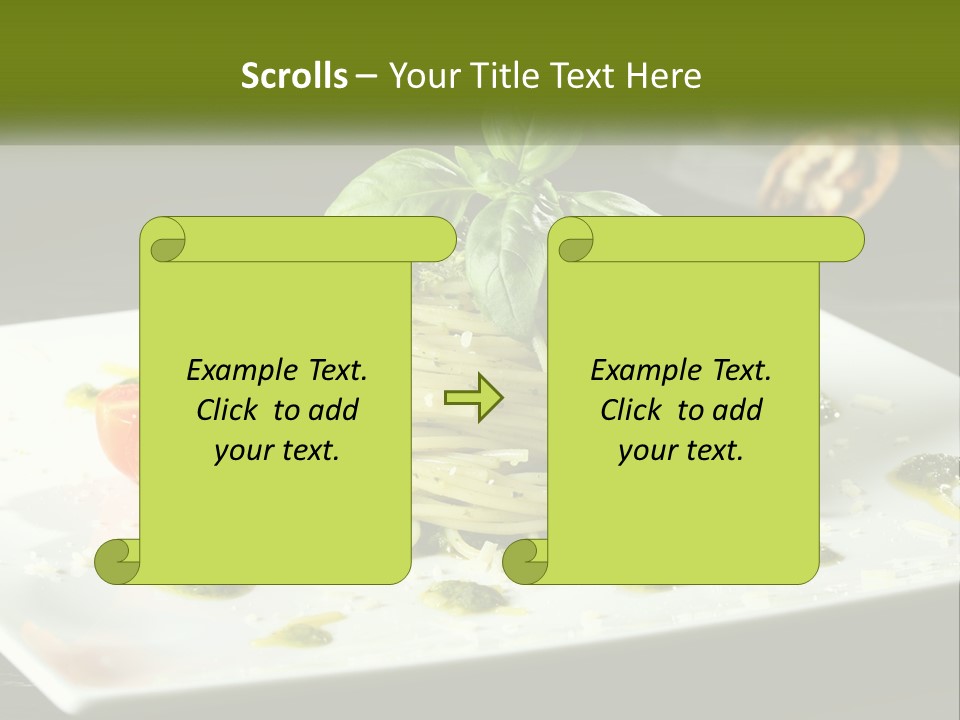 A Plate Of Spaghetti With Pesto On Top PowerPoint Template